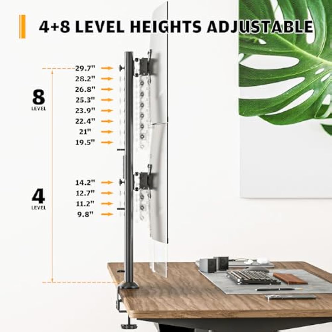 HEMUDU Dual Monitor Stand – Vertical Stack Desk Mount for 13-34 Inch Screens