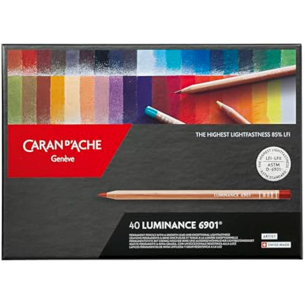 Caran D'Ache Colored Pencils - 40 Assorted Colors in Cardboard Box