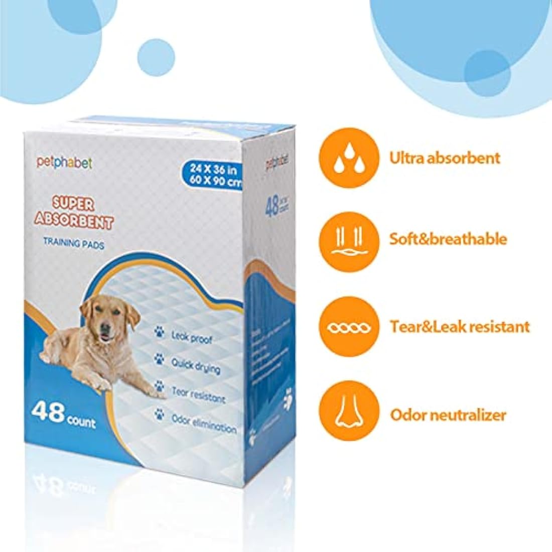 Petphabet XXL Puppy Pads – 60x90cm Super Absorbent Dog Training Pads