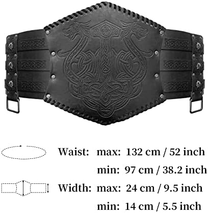 HiiFeuer Viking Waist Armor – Norse Faux Leather Medieval Knight Belt
