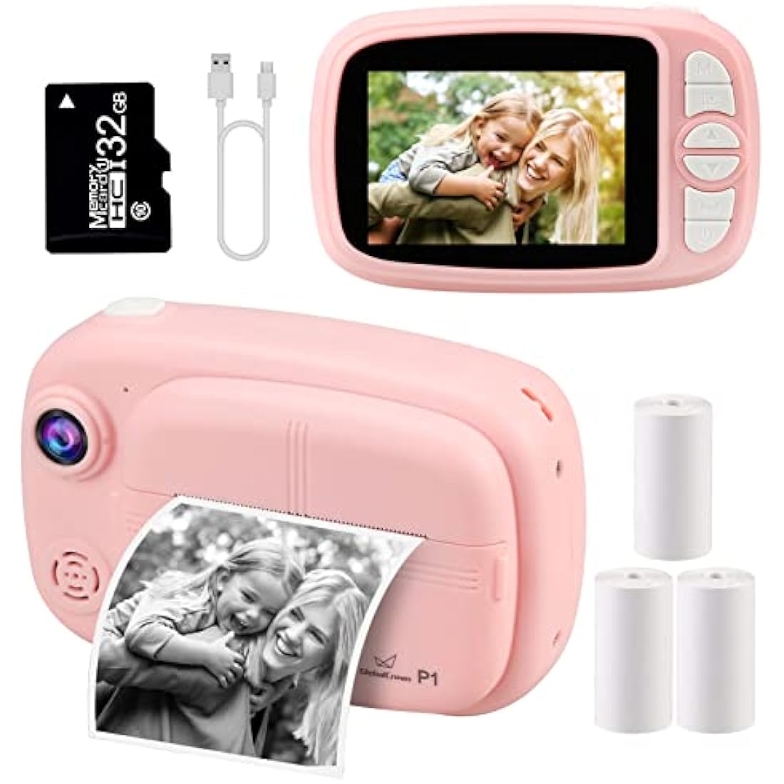 GlobalCrown Kids Instant Print Camera – 3.5" Screen 1080p Digital Video