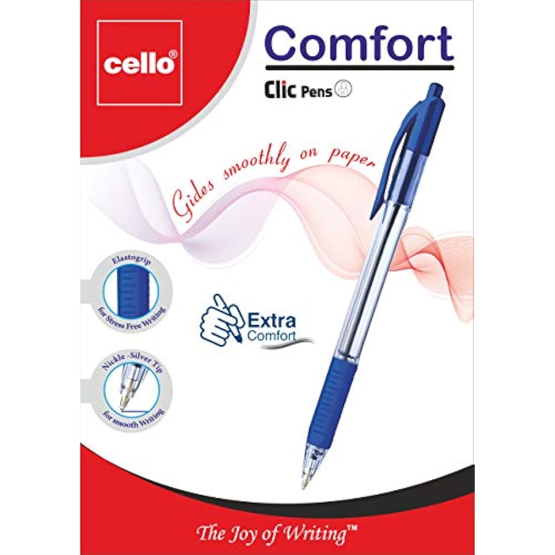 Cello Comfort Blue Ballpoint Pens – Retractable 1.0mm Medium, 12 Pack