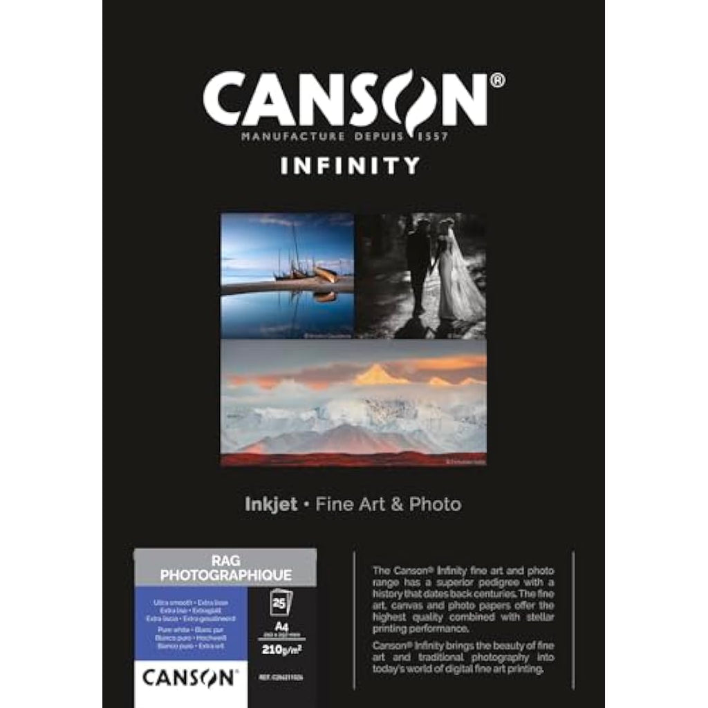 Canson Infinity Rag Photographique 210gsm A4 Fine Art Paper - 25 Sheets