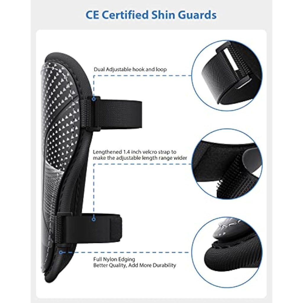 AirsFish Kids Football Shin Guards - CE Certified Soccer Shin Pads