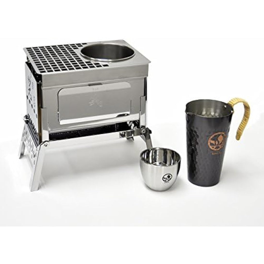 Sho's B-6 Kun Japanese Compact Charcoal Grill – Foldable Hibachi Sake Set
