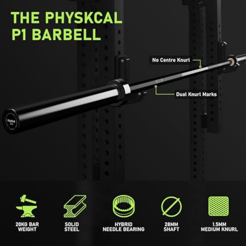 PhysKcal Olympic Barbell – 15kg/20kg Steel Multipurpose Weightlifting Bar