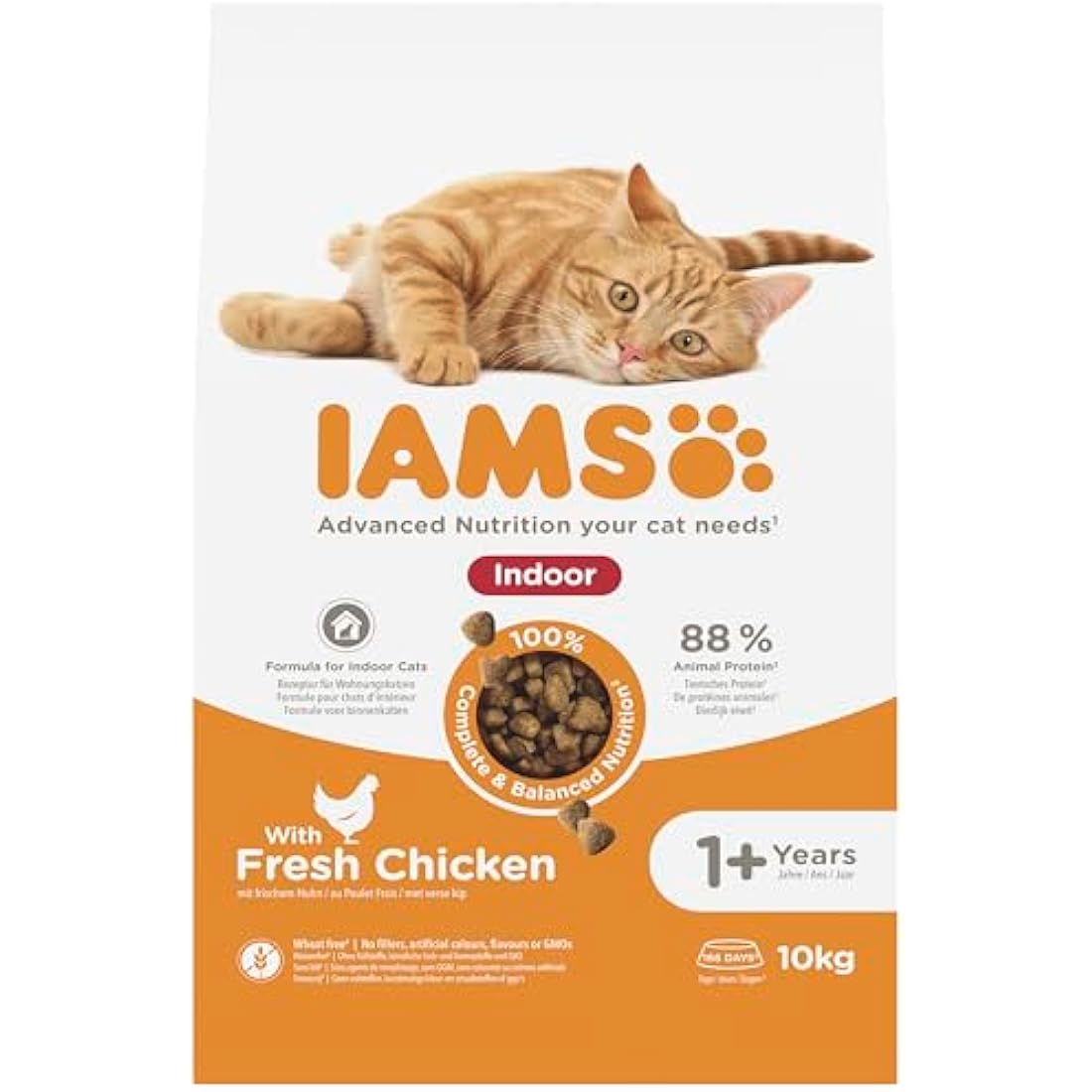 IAMS Indoor Complete Dry Cat Food Chicken 10kg | Hairball & Weight Control