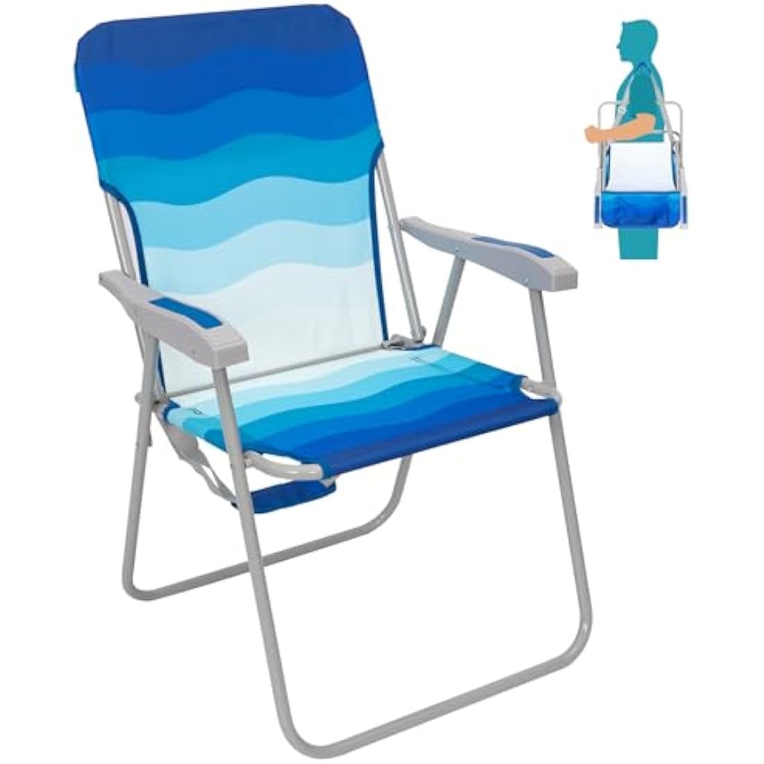 WEJOY Folding Beach Chair | Lightweight High Back Camping Chair with Strap