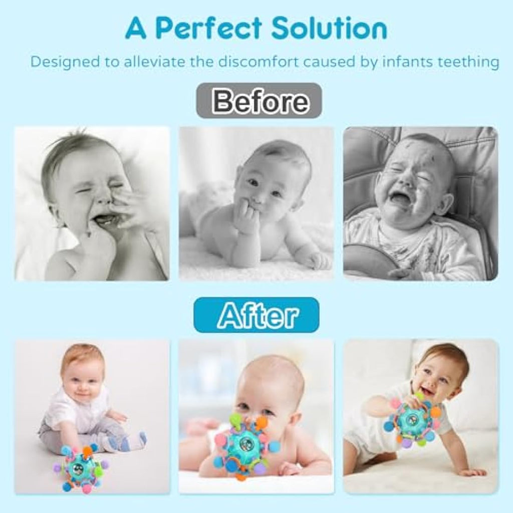 Baby Sensory Rattle & Teether Toy – Montessori Blue Silicone
