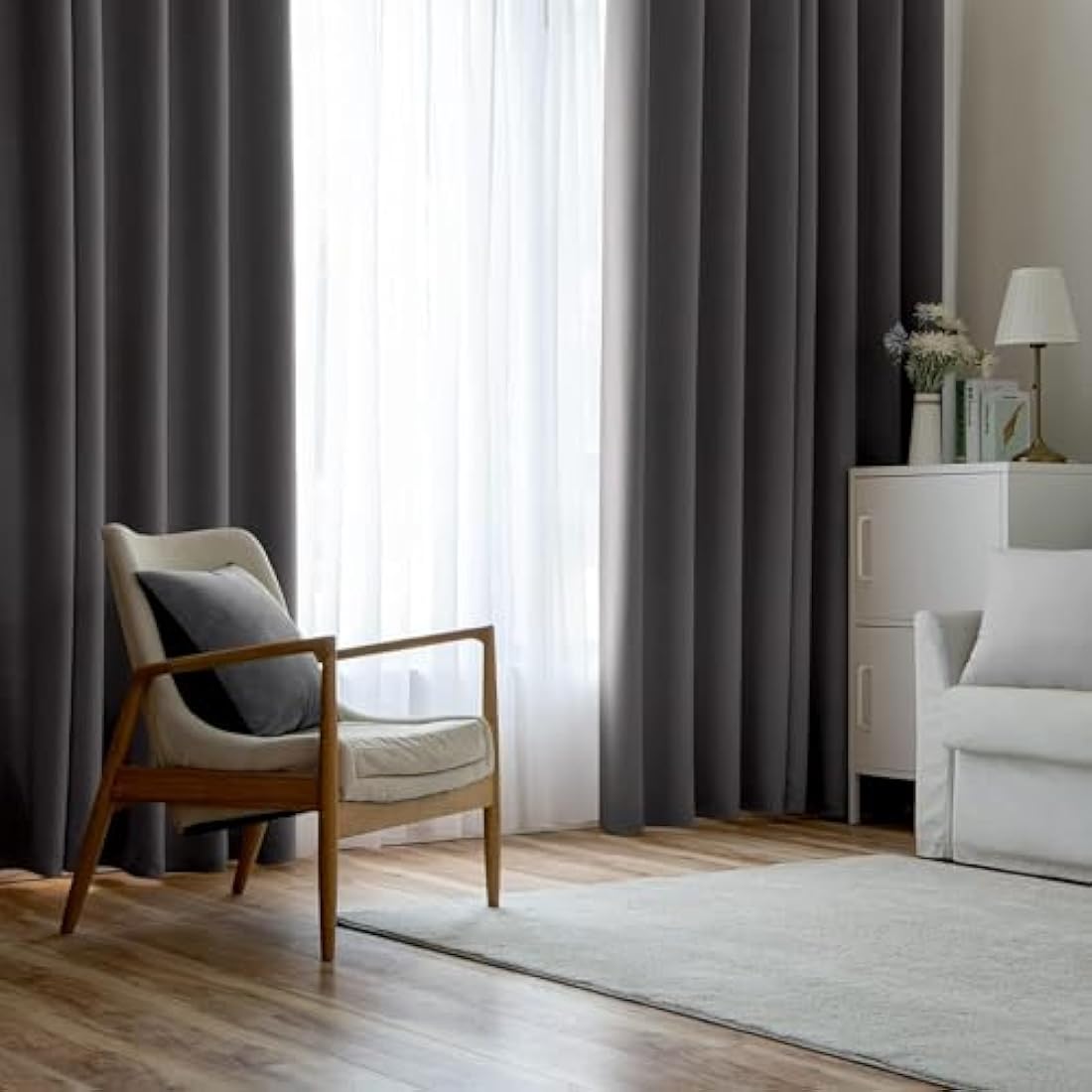 MIULEE Grey Blackout Curtains | Thermal Insulated Eyelet Drapes, 2 Panels