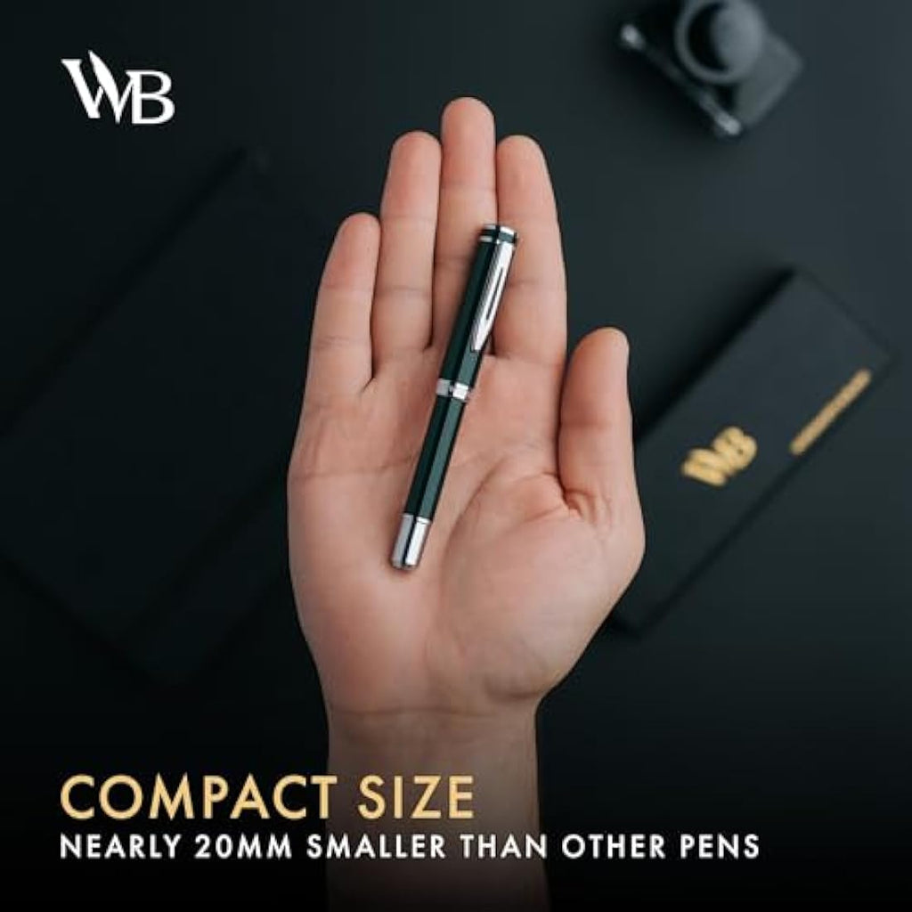 Wordsworth and Black Fountain Pen - Mini EDC Pocket Pen, Chrome Finish