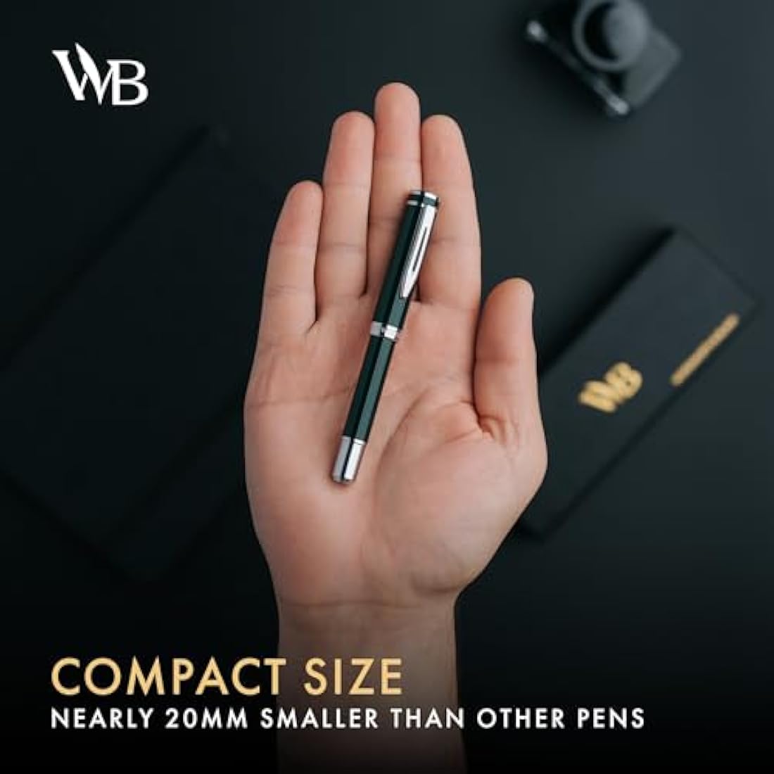 Wordsworth and Black Fountain Pen - Mini EDC Pocket Pen, Chrome Finish