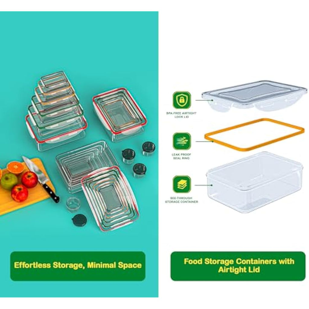 Jolof Store 40-Piece Airtight Food Storage Containers | Leak Proof Plastic