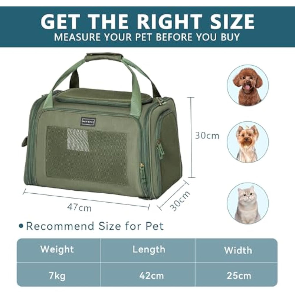 Petsfit Soft-Sided Dog Carrier – Expandable Travel Bag, Olive Green
