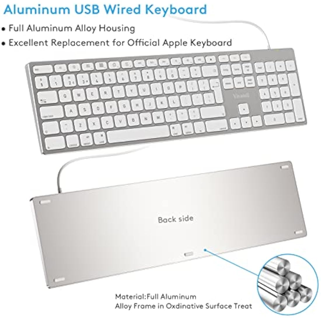 Aluminum Wired Mac Keyboard with Numeric Keypad – Silver