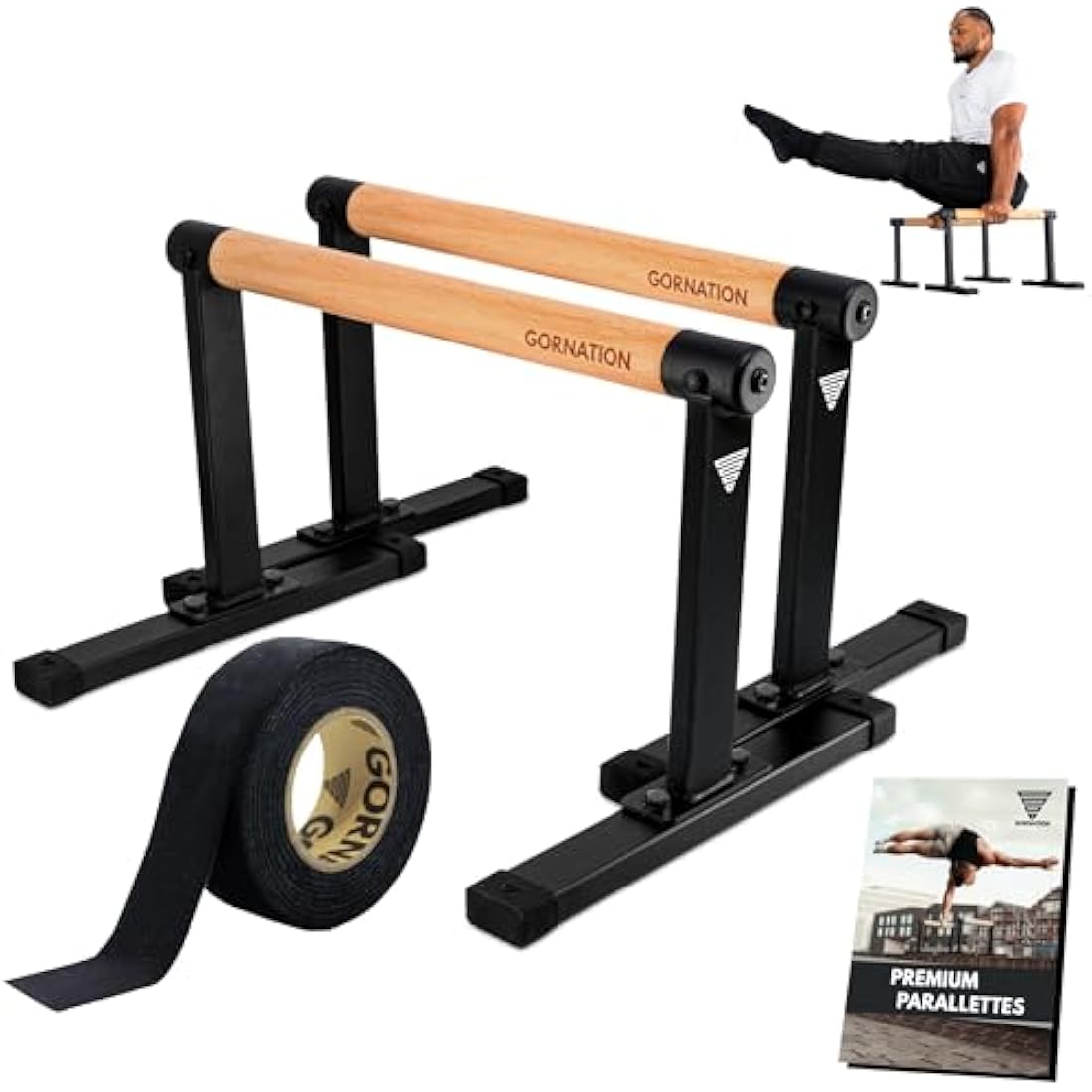 GORNATION Wooden Parallettes – Non-Slip Calisthenics Push-Up Bars