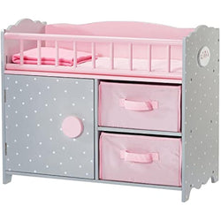 Olivia's Little World Wooden Doll Crib with Storage Cabinet & Cubby