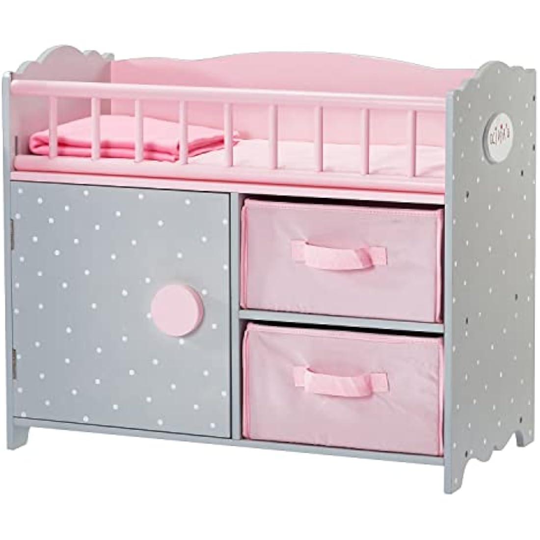 Olivia's Little World Wooden Doll Crib with Storage Cabinet & Cubby