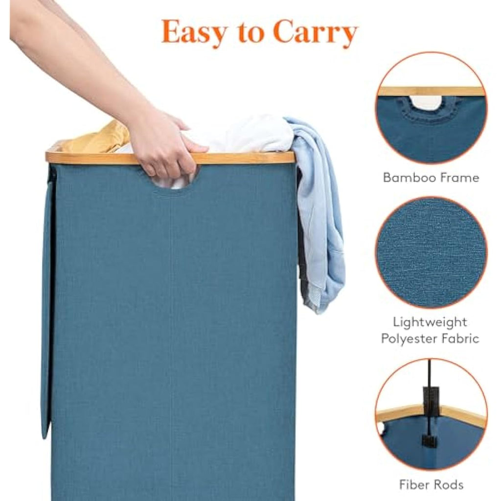 Lifewit 120L Laundry Basket with Lid | Foldable Bamboo Handle Hamper