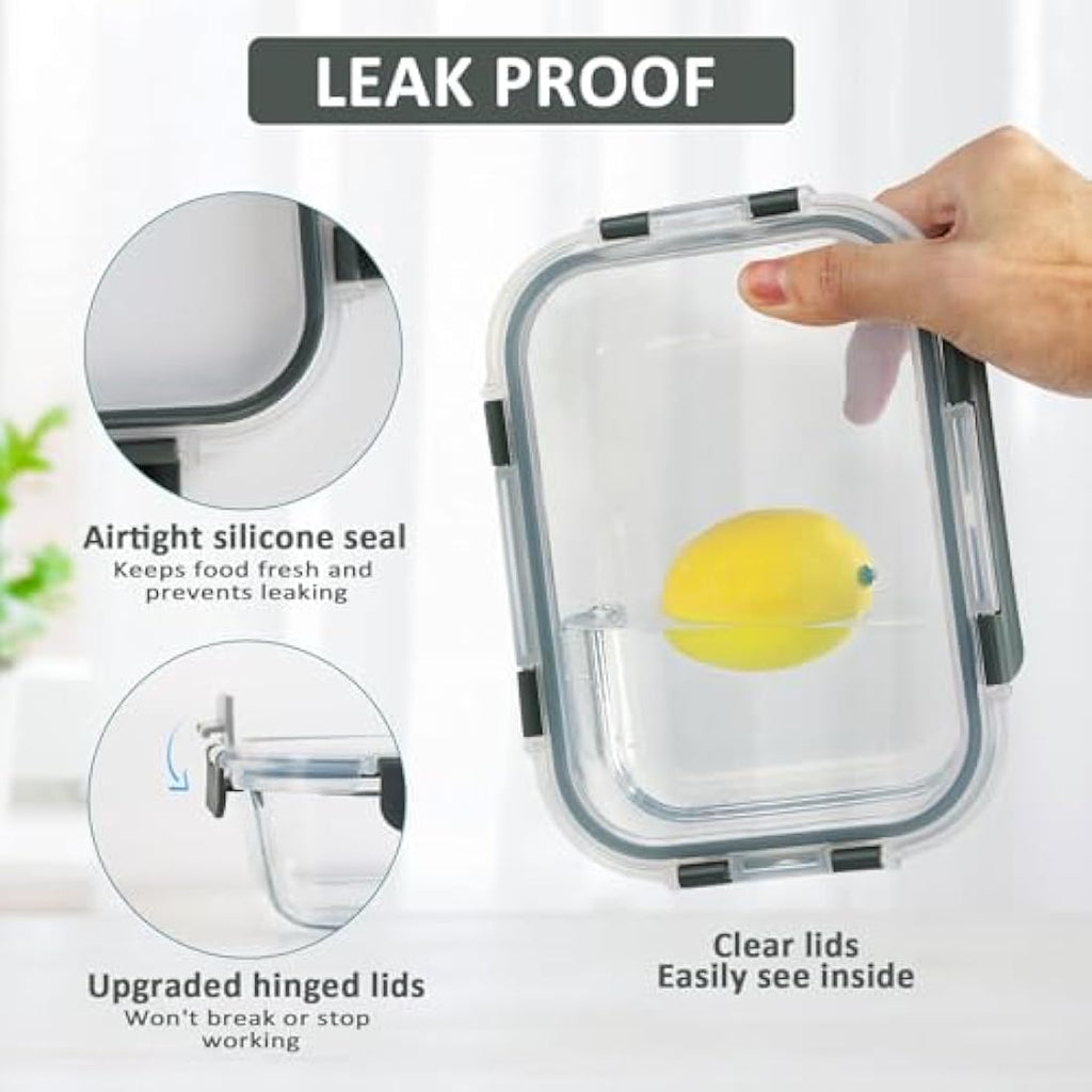 MCIRCO 10-Pack Glass Meal Prep Containers | Airtight Borosilicate Glass