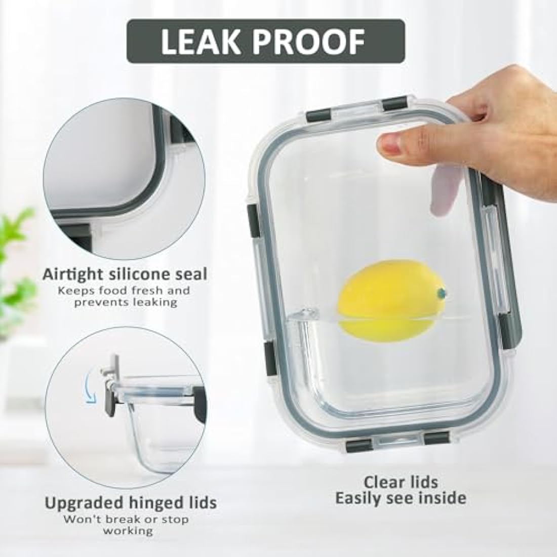 MCIRCO 10-Pack Glass Meal Prep Containers | Airtight Borosilicate Glass