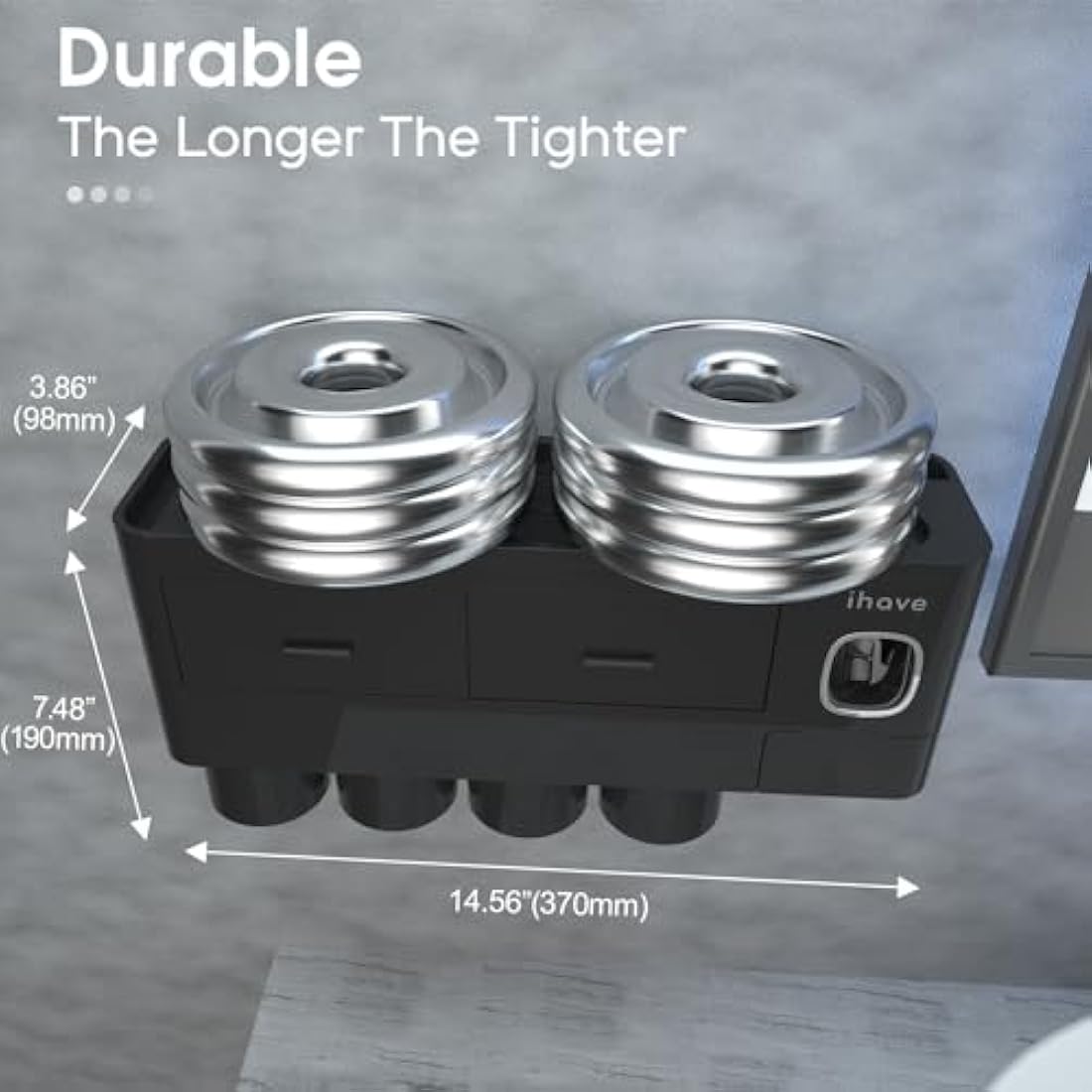 ihave Wall Mounted Toothbrush Holder with 4 Cups & Toothpaste Dispenser