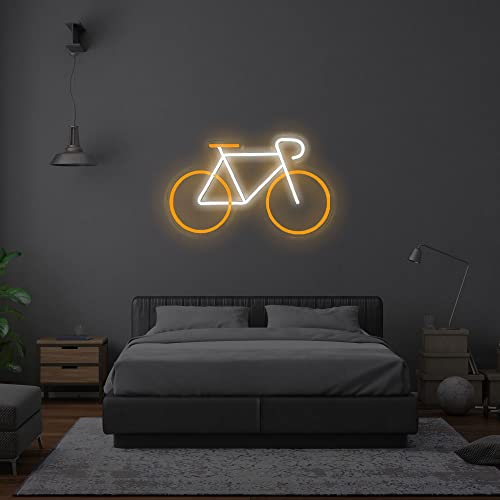 PILOYINDE Bicycle LED Neon Sign – Yellow & White USB Wall Decor Light