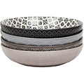 Widdop Home Living Grey Ceramic Pasta Bowls – Set of 4 Dinnerware
