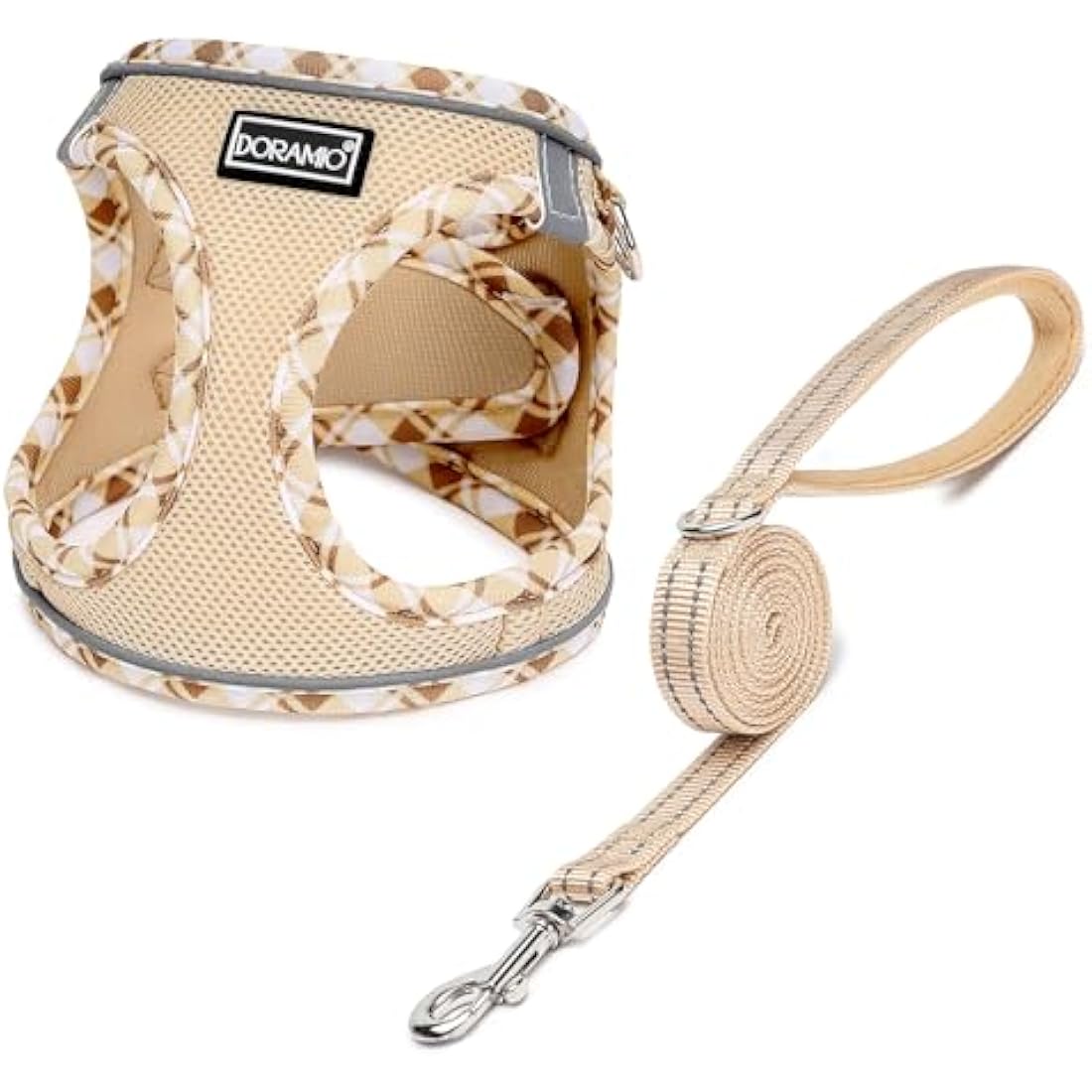 DORAMIO Step-in Dog Harness and Leash Set – Reflective Mesh Vest, XXS