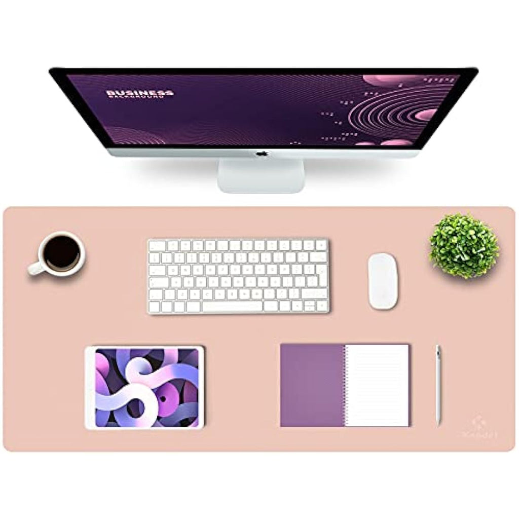 K KNODEL Leather Desk Mat | Dual-Sided Waterproof Office Pad, Pink