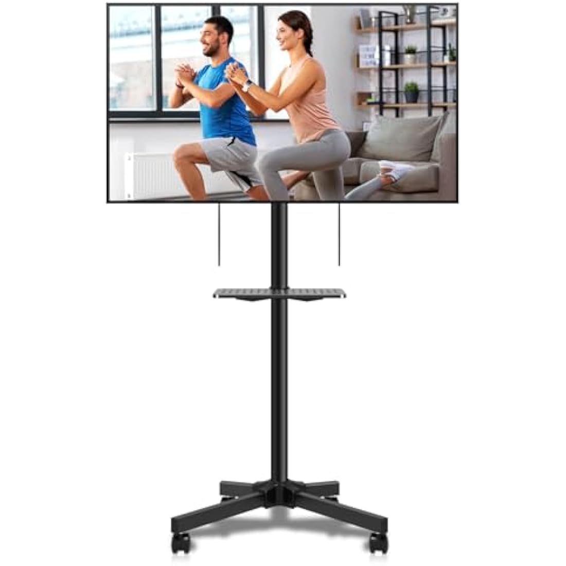 Suptek Mobile TV Stand on Wheels – Tall Rolling Cart for 21-60 inch TVs