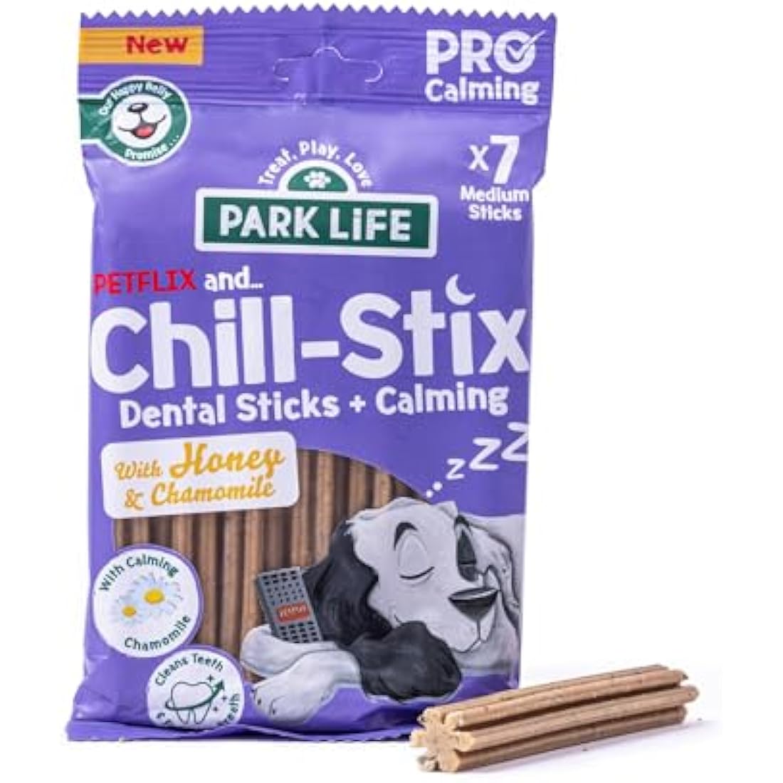 PARK LiFE Chill-Stix Honey & Chamomile Calming Dog Treats - 14 x 180g