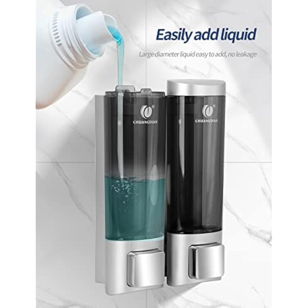 Double Wall Mounted Soap Dispenser | 200ml Refillable PC+ABS