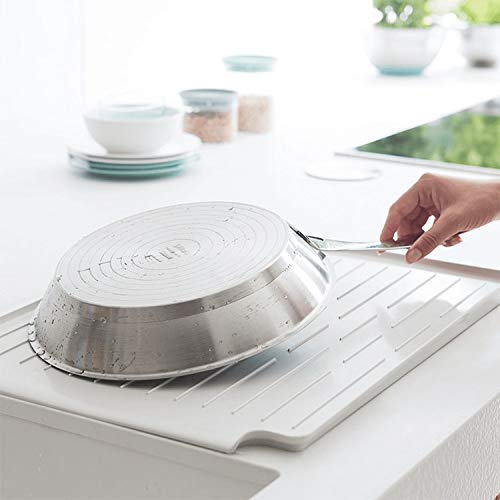 Brabantia Large Dish Drainer with Drying Mat – Light Grey, 49cm