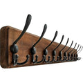 WEBI 98cm Solid Wood Wall Mounted Coat Rack with 10 Triple Hooks