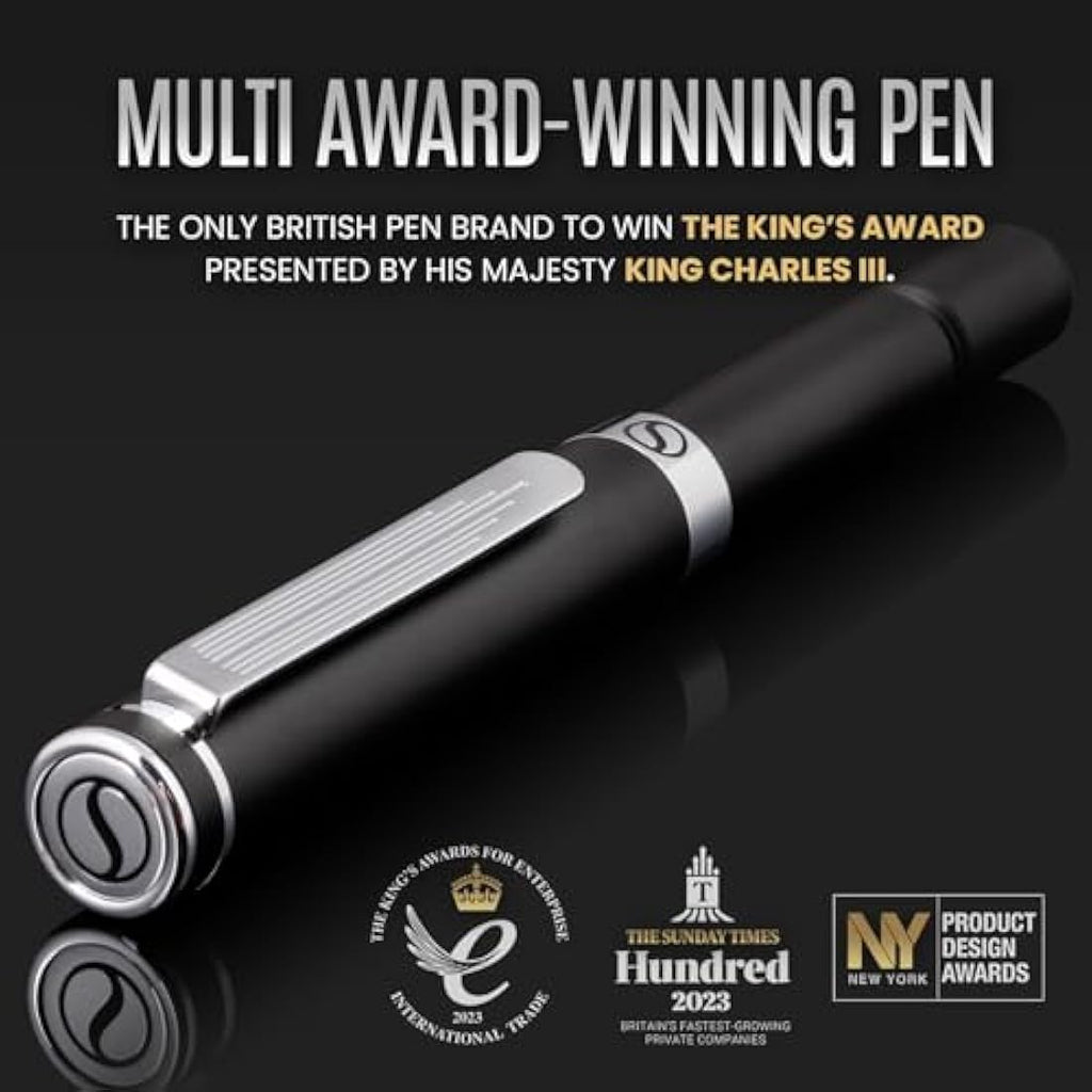 Scriveiner Black Rollerball EDC Luxury Pocket Pen | Chrome Finish