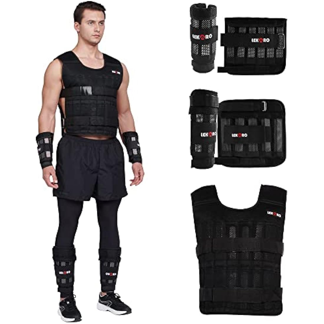 Jolof Store 44LB Adjustable Weighted Vest Set with Steel Plates