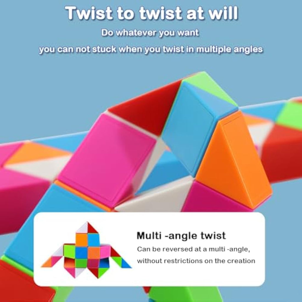 EACHHAHA Magic Snake Cube 48 Parts – Rainbow Fidget Twist Puzzle Toy