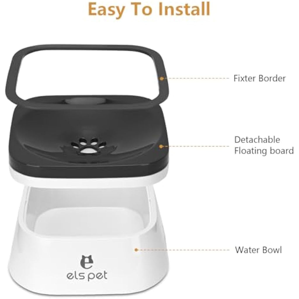 Non-Spill Dog Water Bowl – 1.5L Anti-Choking Slow Feeder, Grey