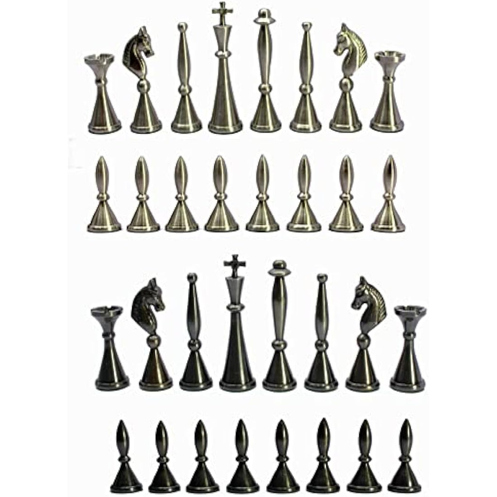 Brass and Copper Metal Chess Pieces - Luxury Chessmen