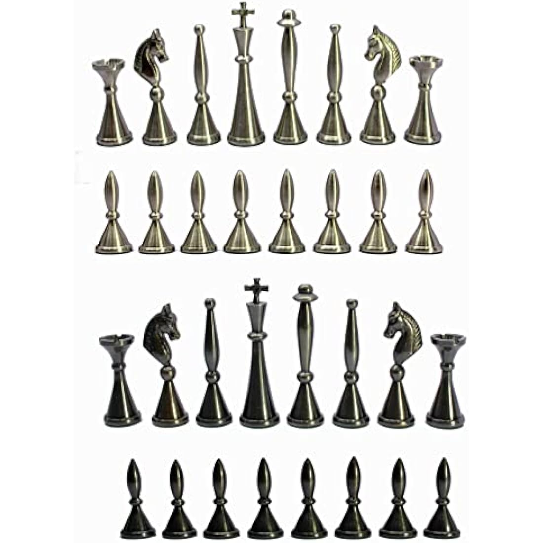 Brass and Copper Metal Chess Pieces - Luxury Chessmen