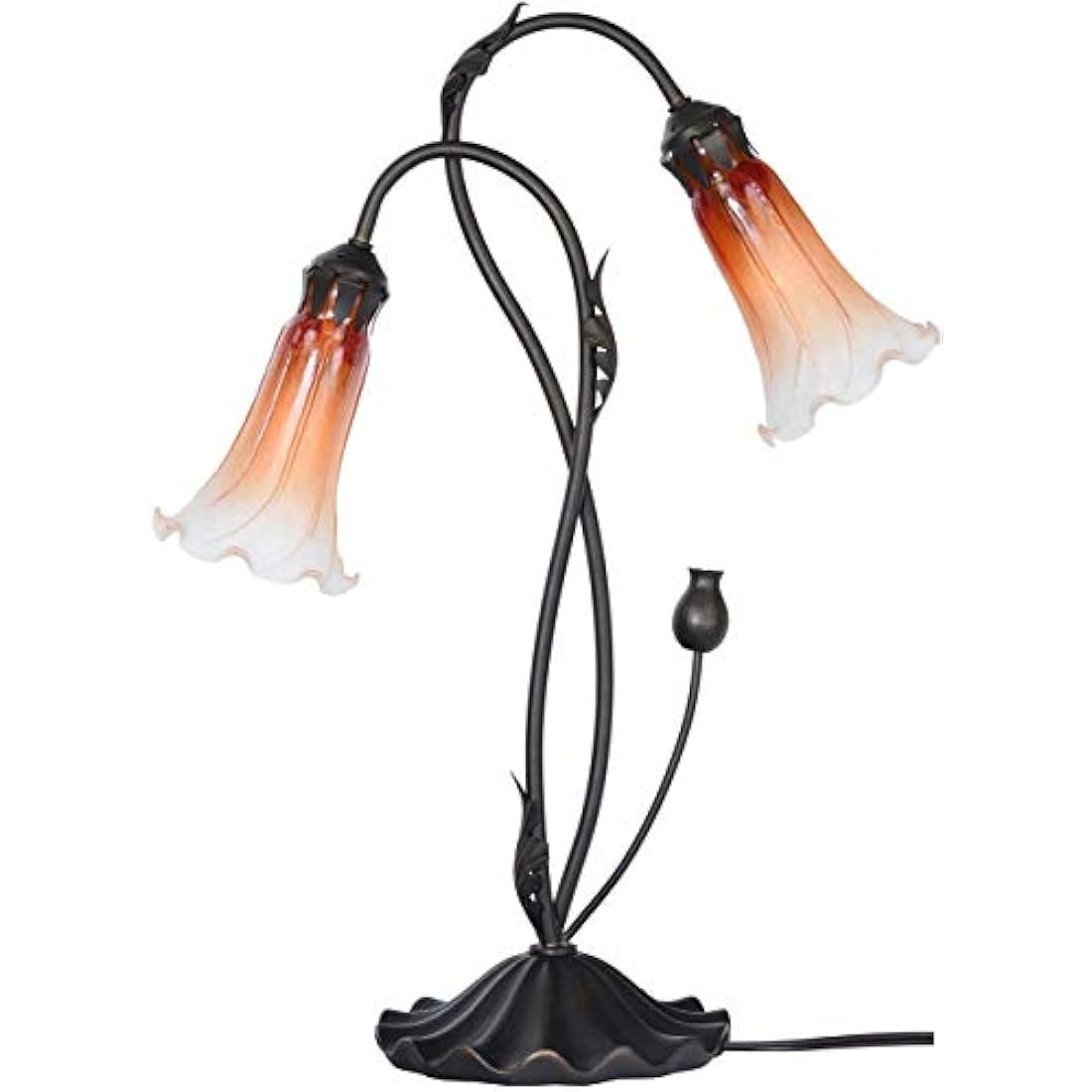 Lily Flower Blown Glass Table Lamp – 2-Light Orange Accent