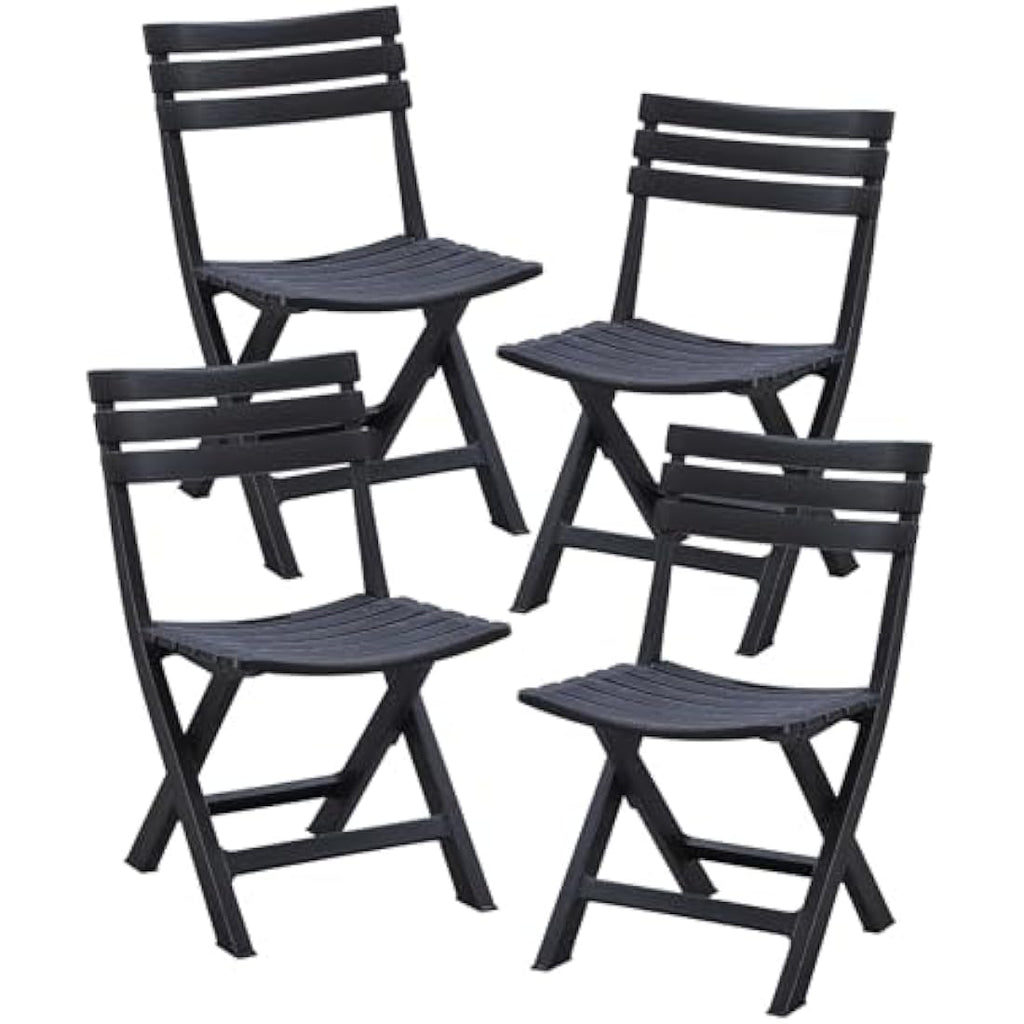 BOOSDEN Folding Plastic Chairs 4 Pack | Portable Outdoor Patio Seating