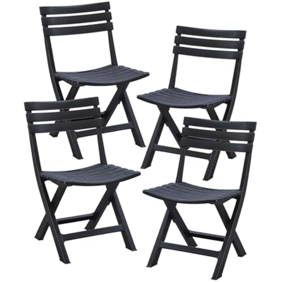 BOOSDEN Folding Plastic Chairs 4 Pack | Portable Outdoor Patio Seating