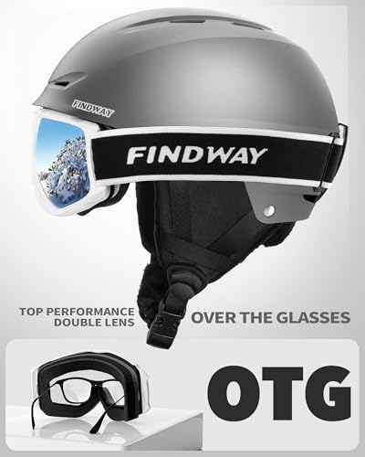 Findway Ski Helmet and Goggles Set | Adjustable Snowboard Gear for Adults
