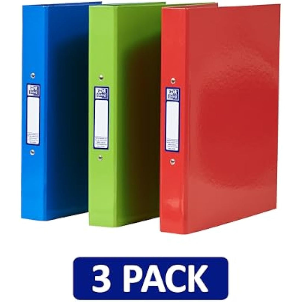 Oxford A4 Ring Binders - Pack of 3 Durable Folders, 40mm Spine