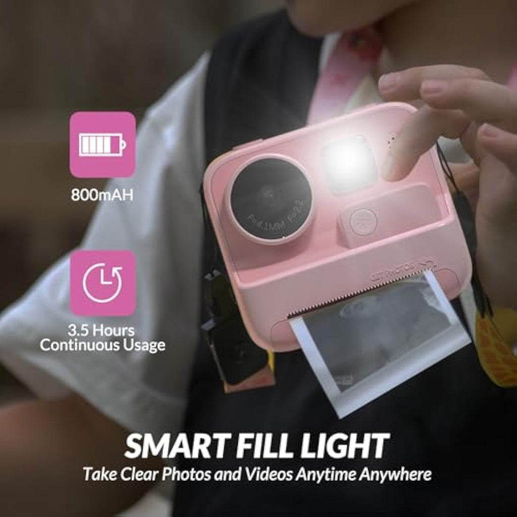 Mafiti Kids Instant Print Camera – 48MP Digital Selfie Video Toy, Pink