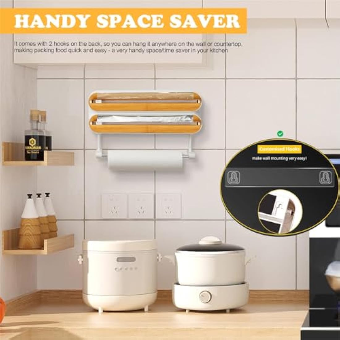 3-in-1 Magnetic Cling Film Dispenser & Paper Towel Holder
