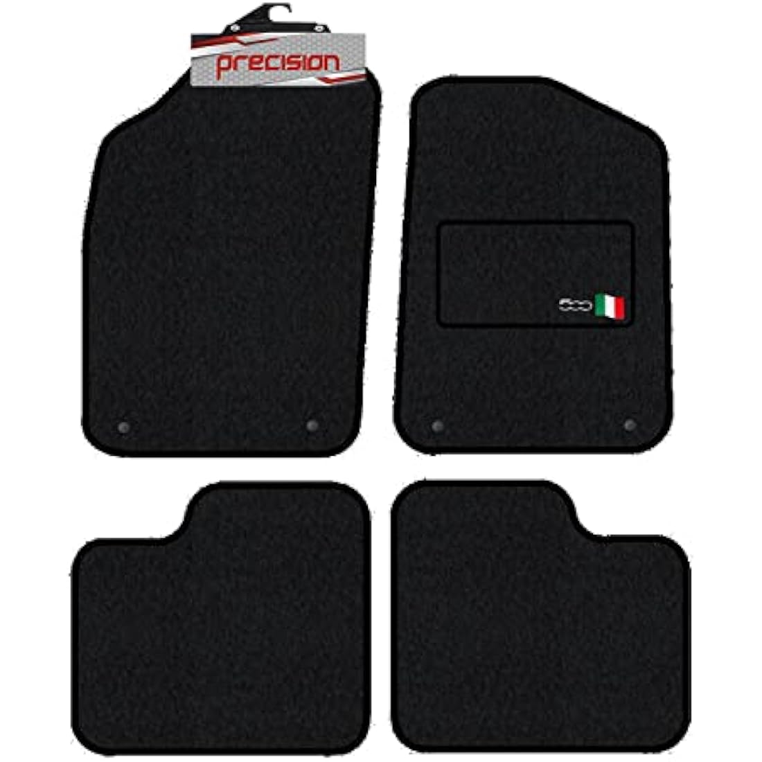 Fiat 500 (2013-2020) Tailored Black Car Mats - 500 Logo