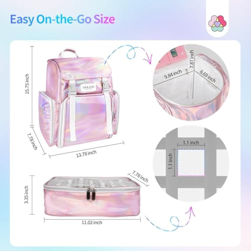 Saviland Nail Polish Organizer Bag | PU Leather Case for 70 Bottles & Lamp